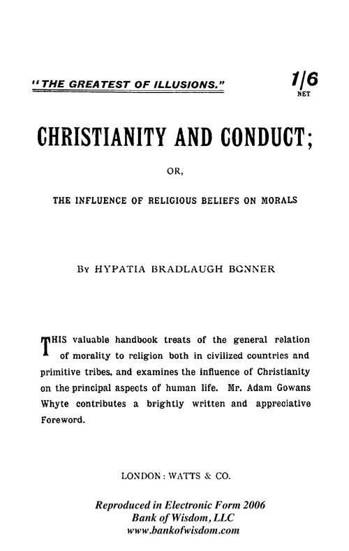 Christianity and Conduct.